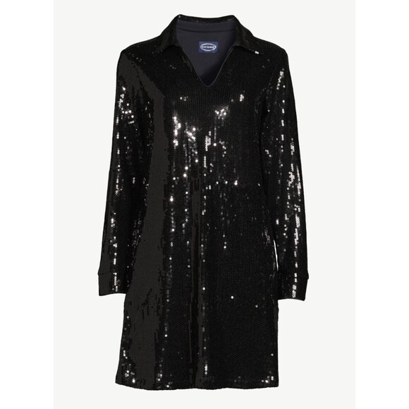 SCOOP NYC Sequined Relaxed Shirt Dress with Long Sleeves, Sz XS (0-2) - Picture 5 of 9
